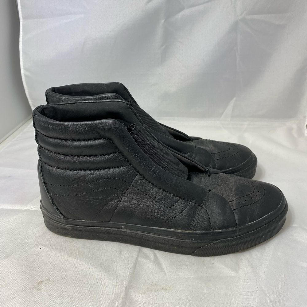 Vans SK8-Hi leather All black laceless Shoes Men’s 6 Women’s 7.5 24cm - Picture 2 of 8